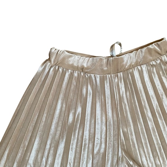 Vita Grace Pleated Velvet Palazzo Pants Beige Champagne NWT Made in Italy 4 - Picture 5 of 9
